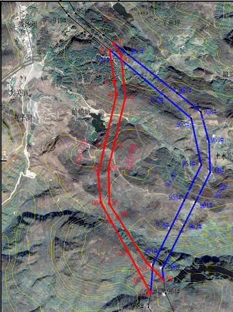 迁改路径示意图（红线为新建线路，蓝线为原线路）.png